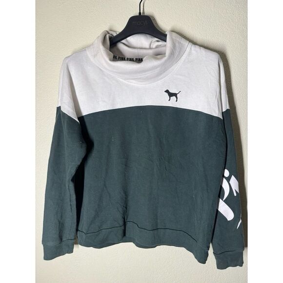 PINK Victoria's Secret Tops - Women's Size L Sweatshirt Pink Green and White Big Logo Victoria's Secret